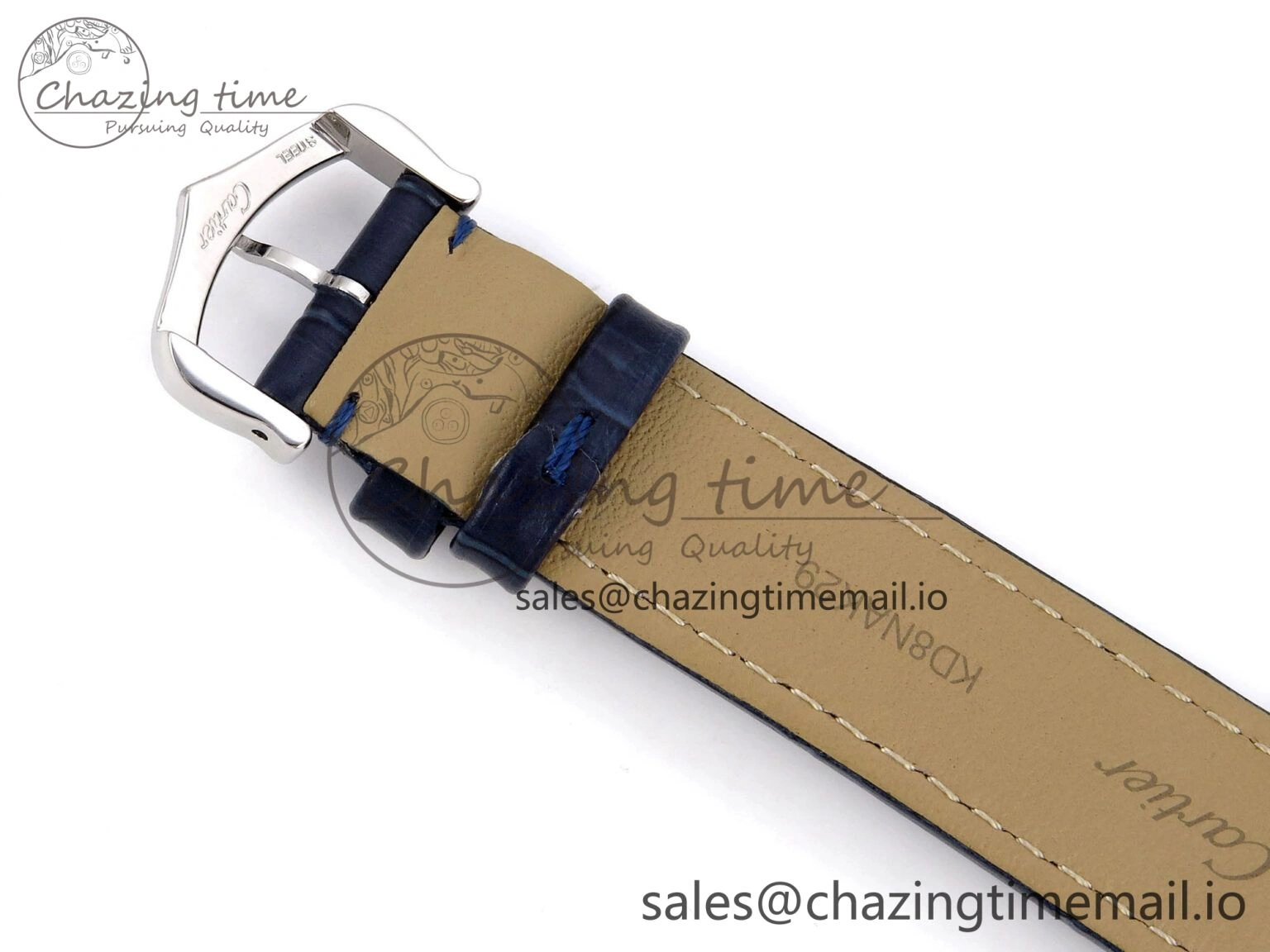 Santos Dumont 31.4mm SS RG AF 1:1 Best Edition Silver Dial on Blue Croco Strap A157