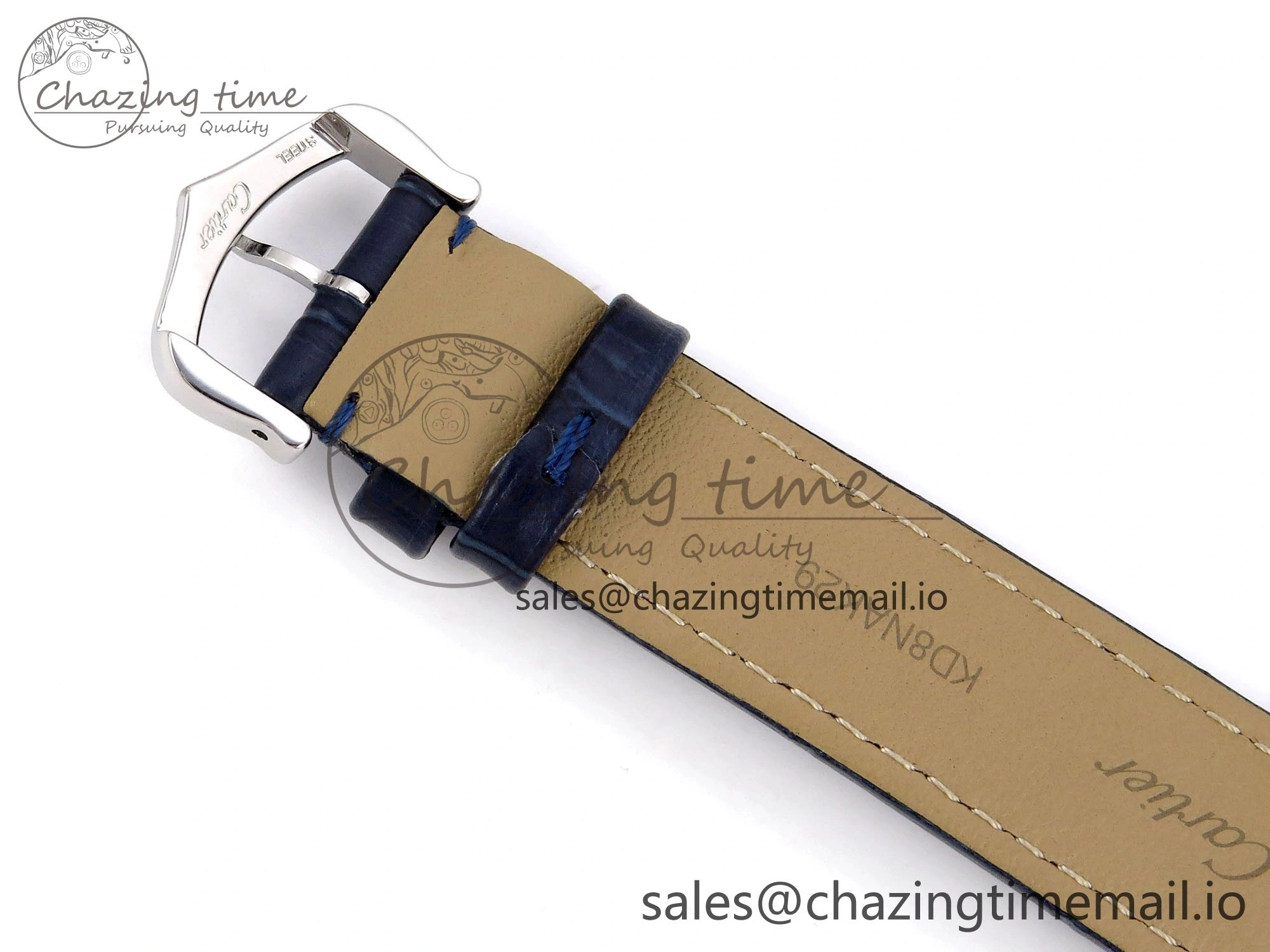 Santos Dumont 31.4mm SS RG AF 1:1 Best Edition Silver Dial on Blue Croco Strap A157