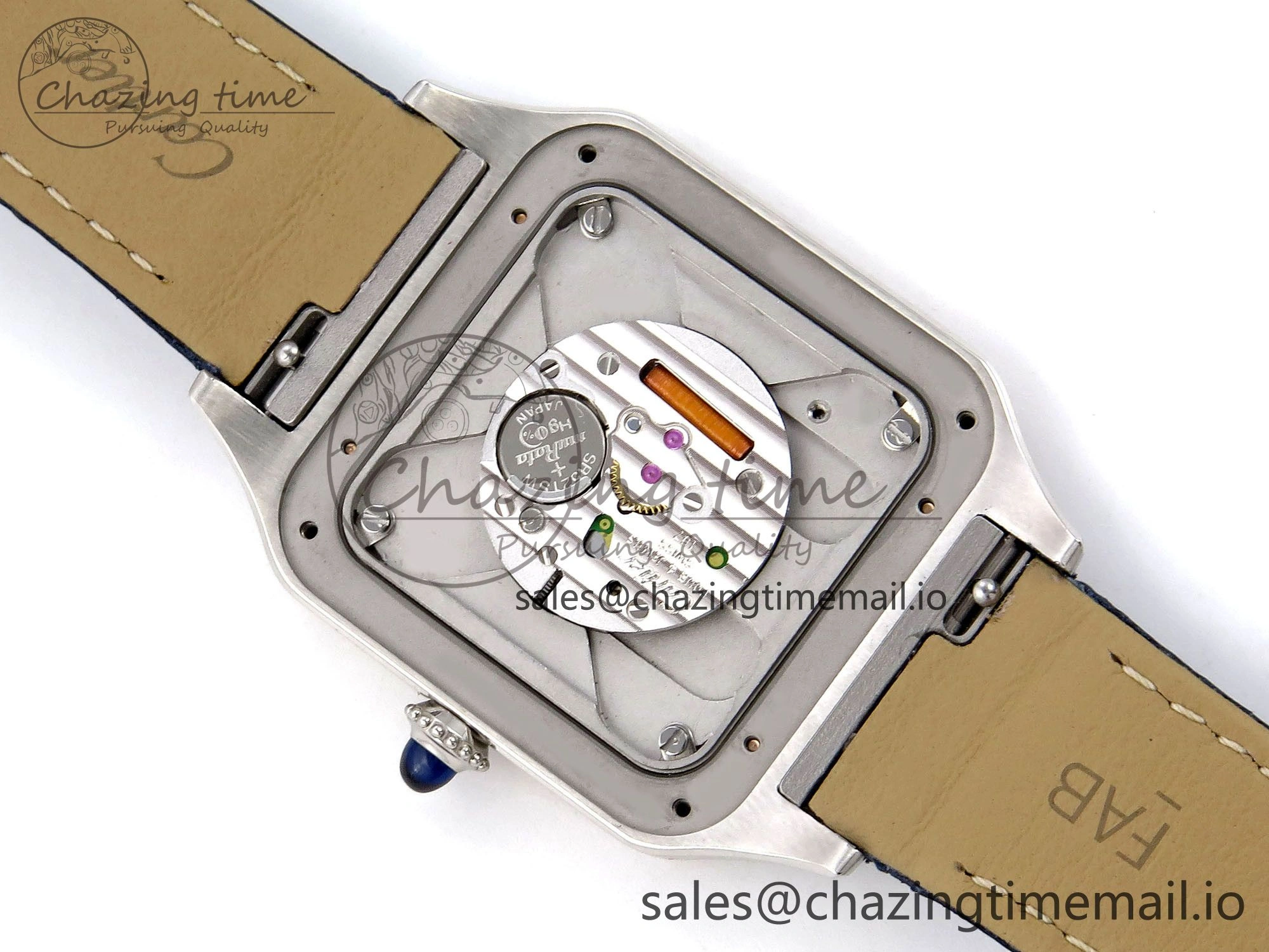 Santos Dumont 31.4mm SS RG AF 1:1 Best Edition Silver Dial on Blue Croco Strap A157