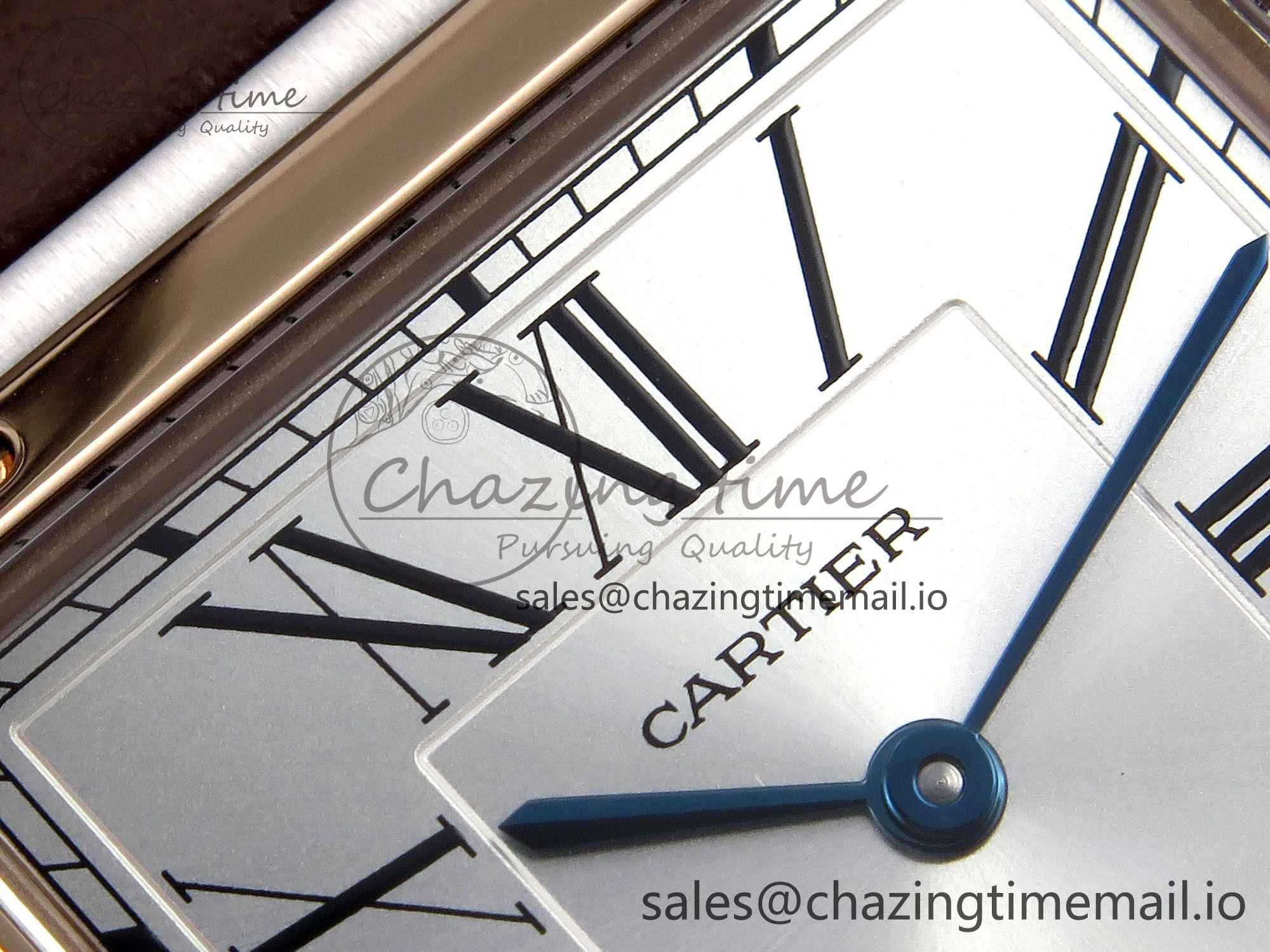 Santos Dumont 31.4mm SS RG AF 1:1 Best Edition Silver Dial on Brown Leather Strap A157