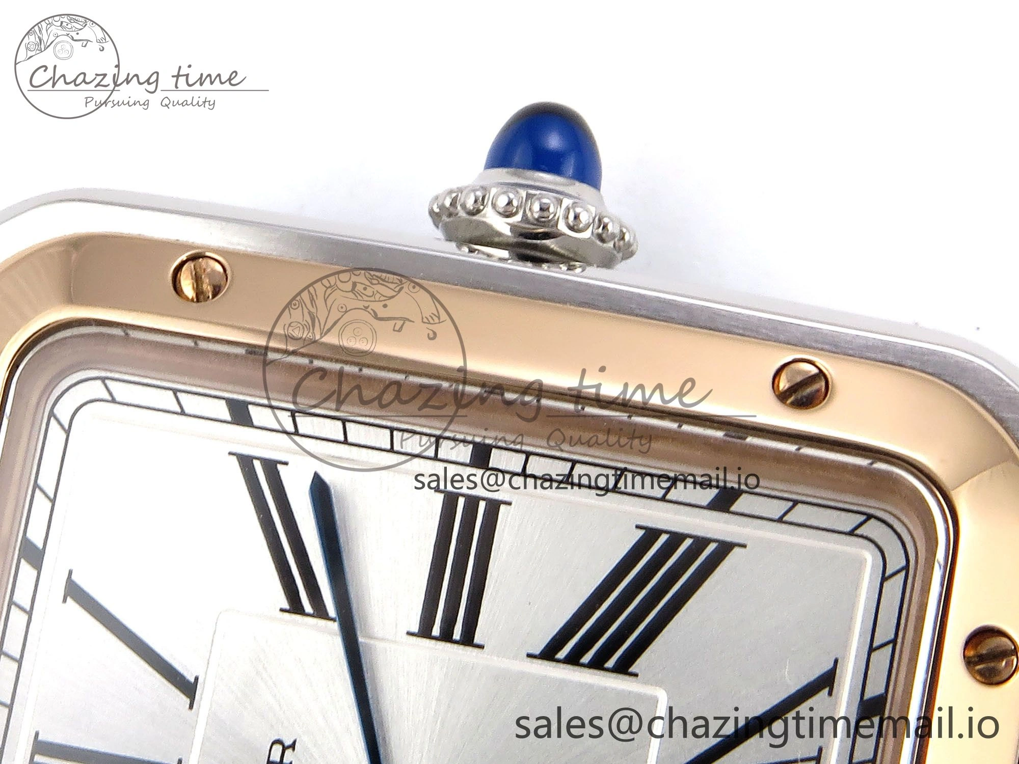 Santos Dumont 31.4mm SS RG AF 1:1 Best Edition Silver Dial on Brown Leather Strap A157