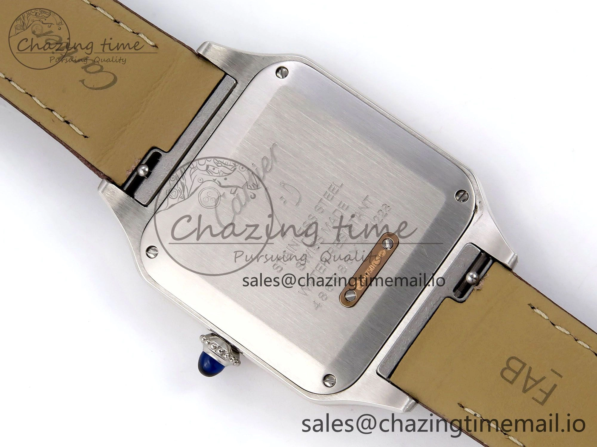Santos Dumont 31.4mm SS RG AF 1:1 Best Edition Silver Dial on Brown Leather Strap A157