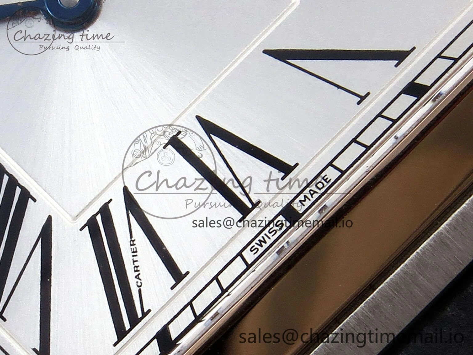 Santos Dumont 31.4mm SS RG AF 1:1 Best Edition Silver Dial on Gray Croco Strap A157
