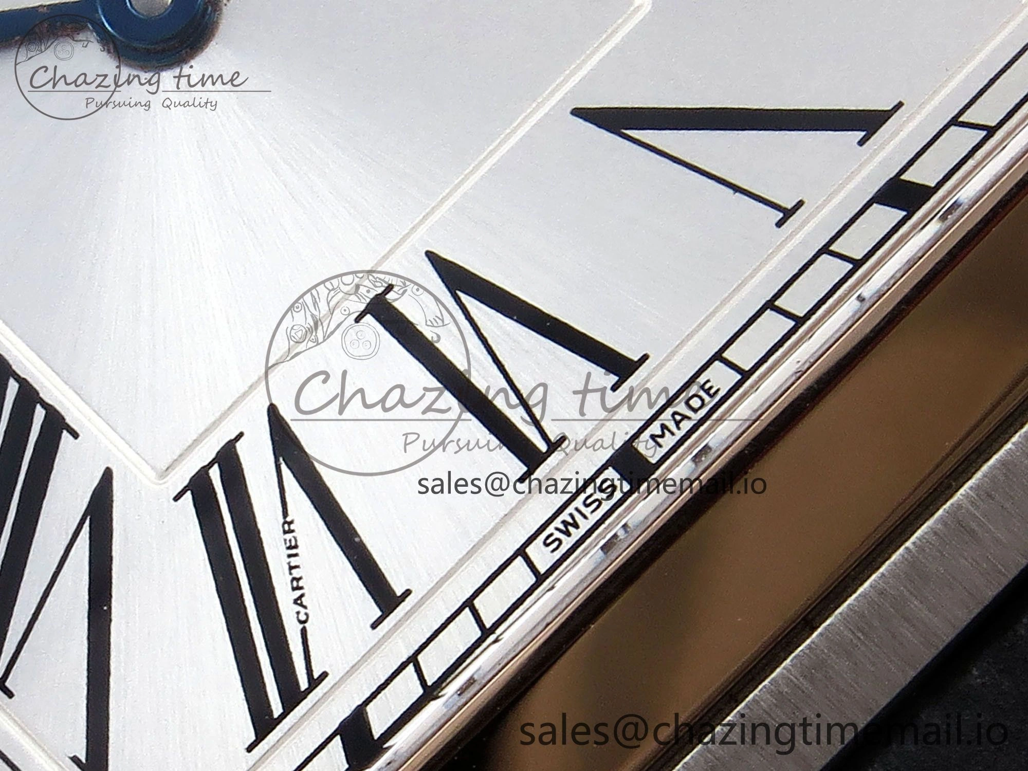 Santos Dumont 31.4mm SS RG AF 1:1 Best Edition Silver Dial on Gray Croco Strap A157