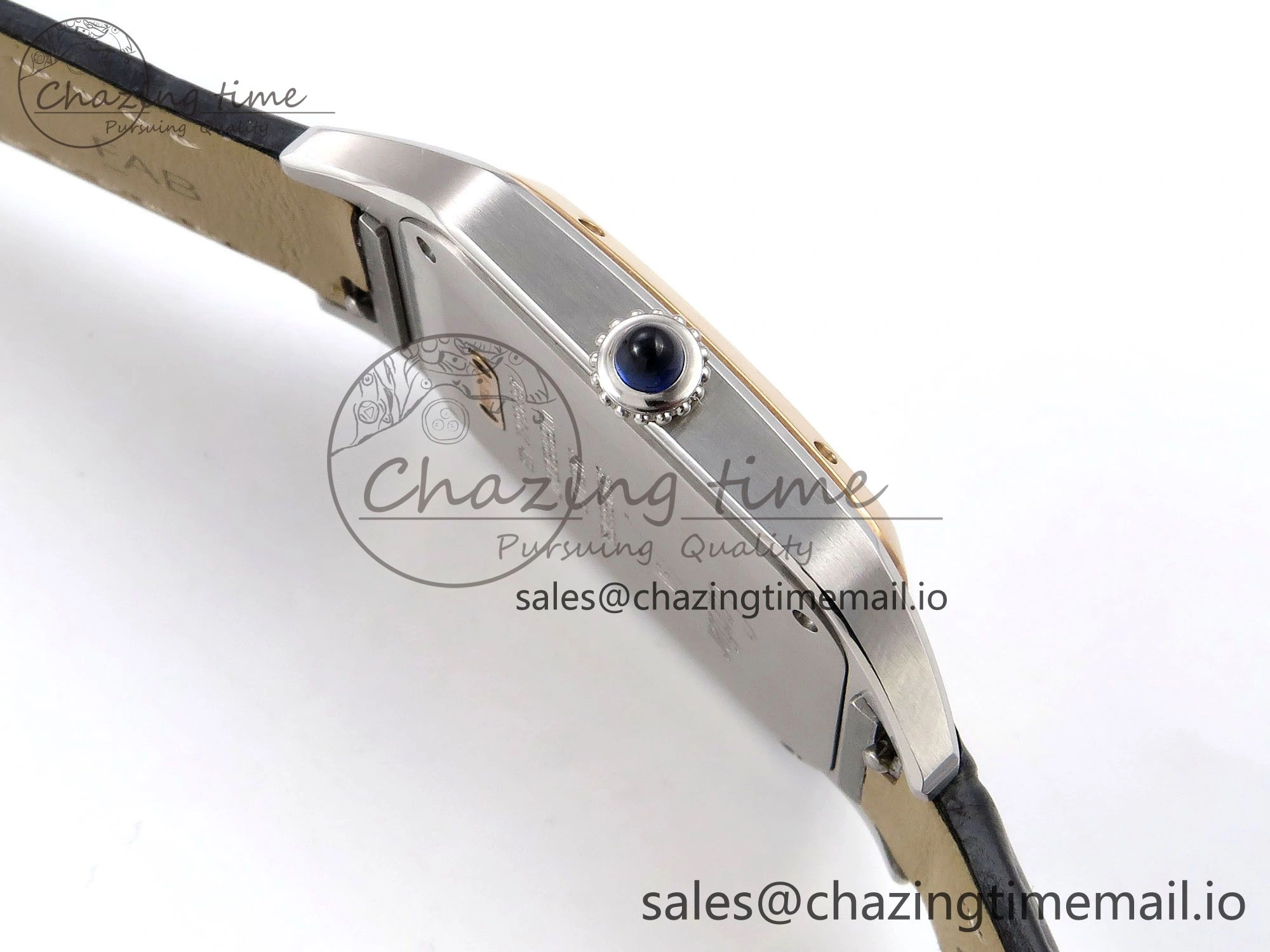 Santos Dumont 31.4mm SS RG AF 1:1 Best Edition Silver Dial on Gray Croco Strap A157