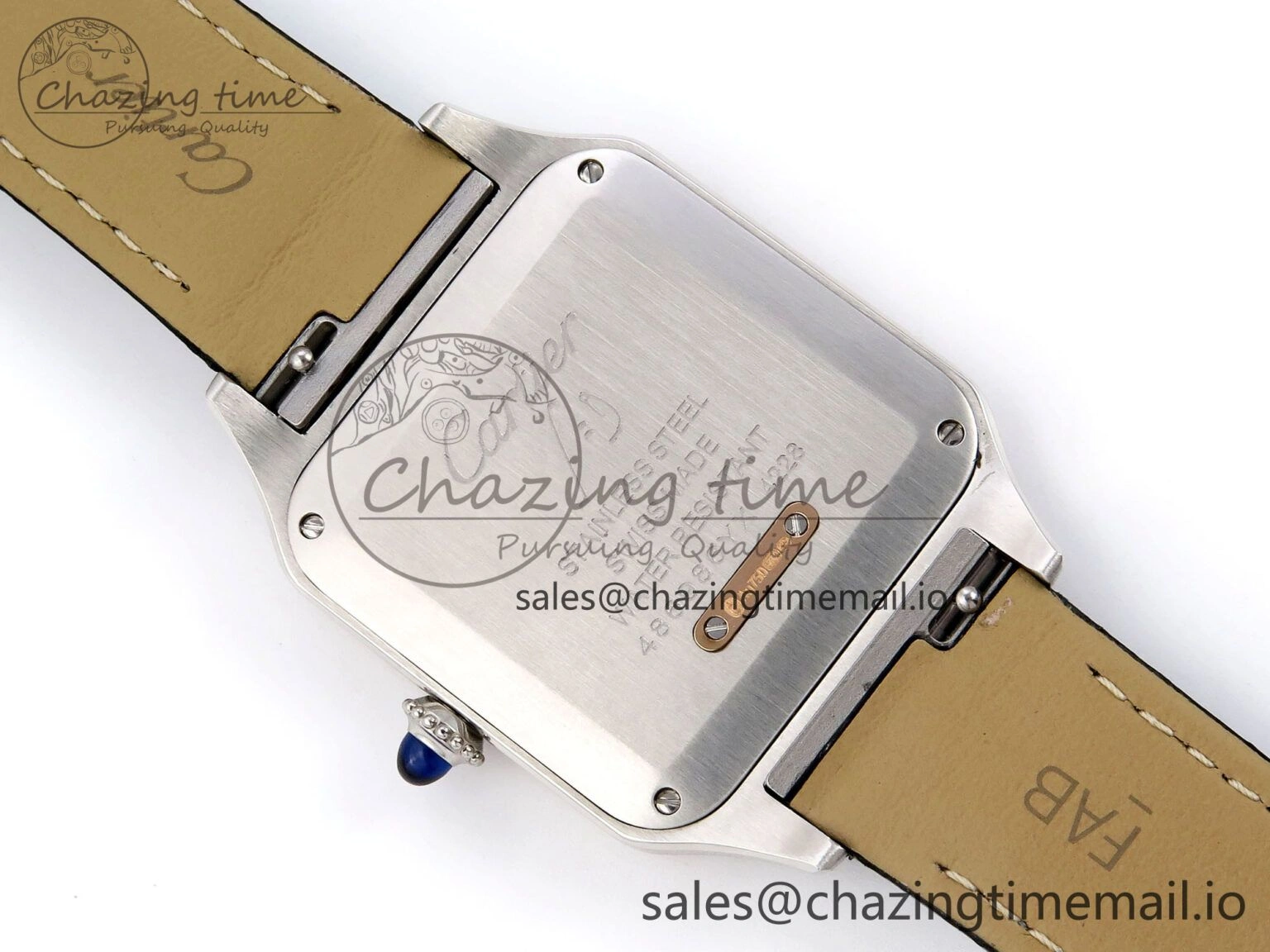 Santos Dumont 31.4mm SS RG AF 1:1 Best Edition Silver Dial on Gray Croco Strap A157
