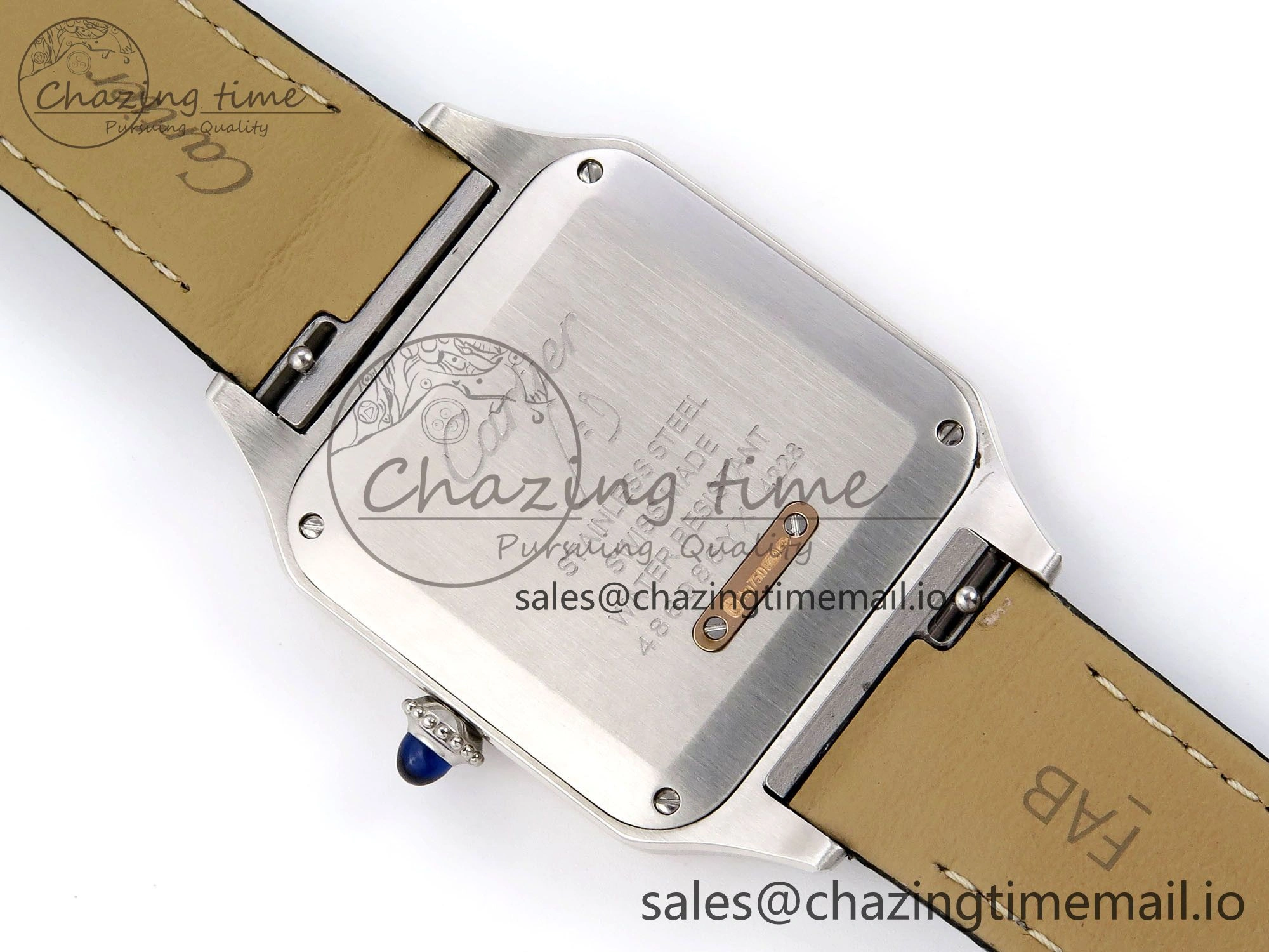 Santos Dumont 31.4mm SS RG AF 1:1 Best Edition Silver Dial on Gray Croco Strap A157