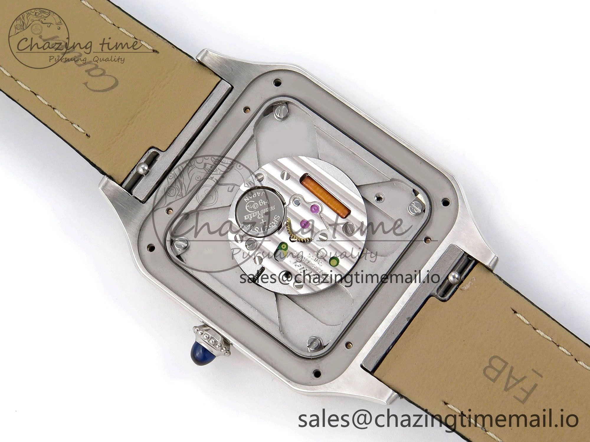 Santos Dumont 31.4mm SS RG AF 1:1 Best Edition Silver Dial on Gray Croco Strap A157