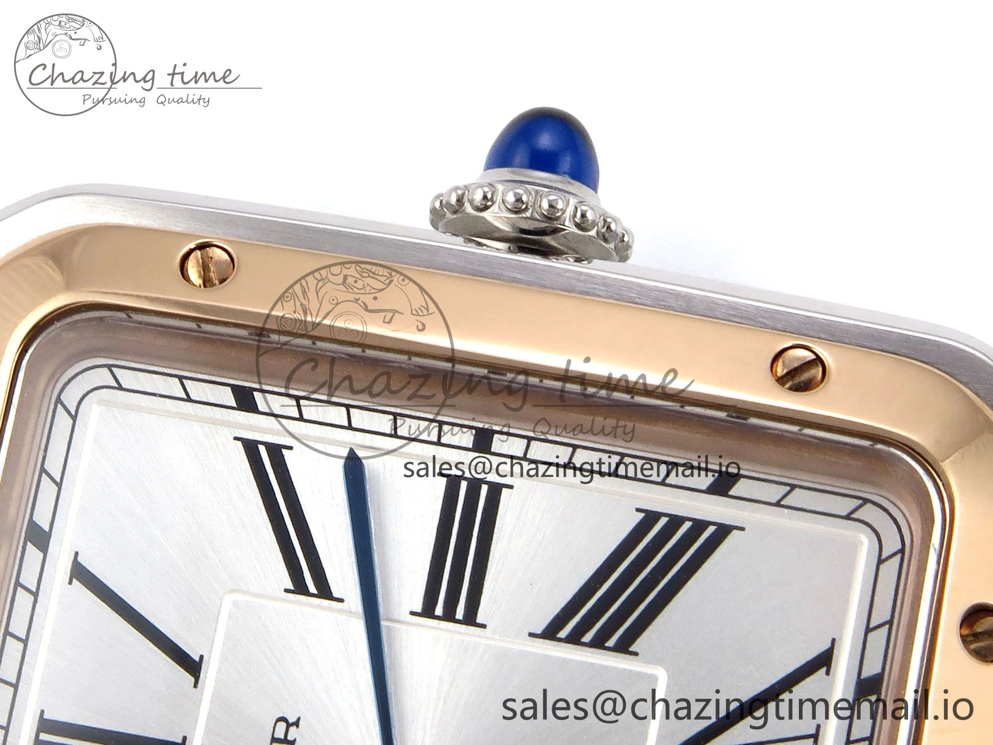Santos Dumont 31.4mm SS RG AF 1:1 Best Edition Silver Dial on Red Croco Strap A157