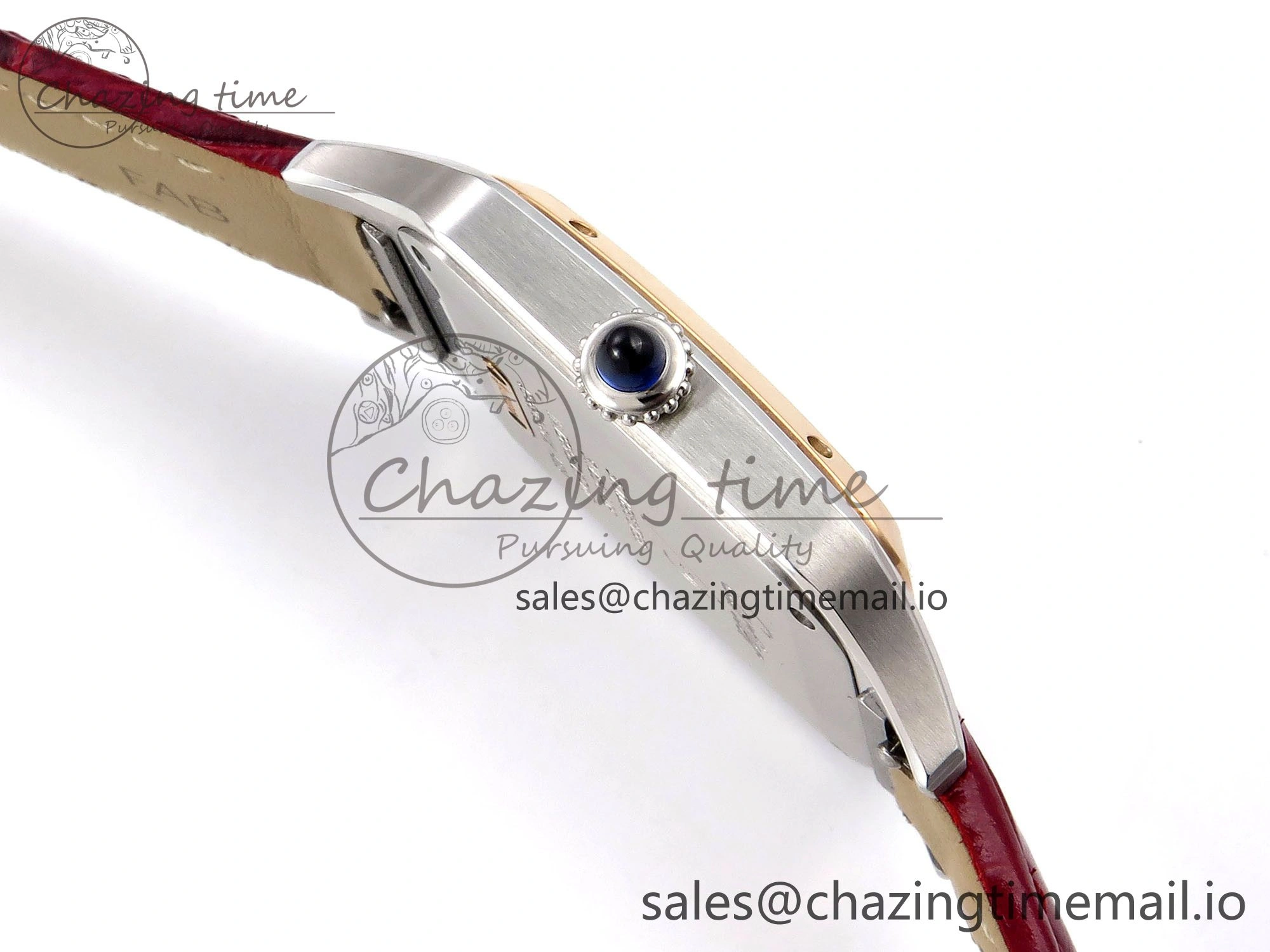 Santos Dumont 31.4mm SS RG AF 1:1 Best Edition Silver Dial on Red Croco Strap A157