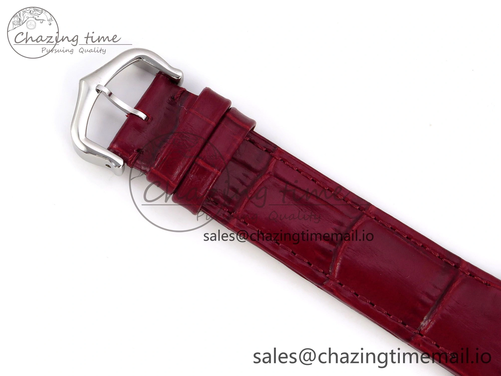 Santos Dumont 31.4mm SS RG AF 1:1 Best Edition Silver Dial on Red Croco Strap A157