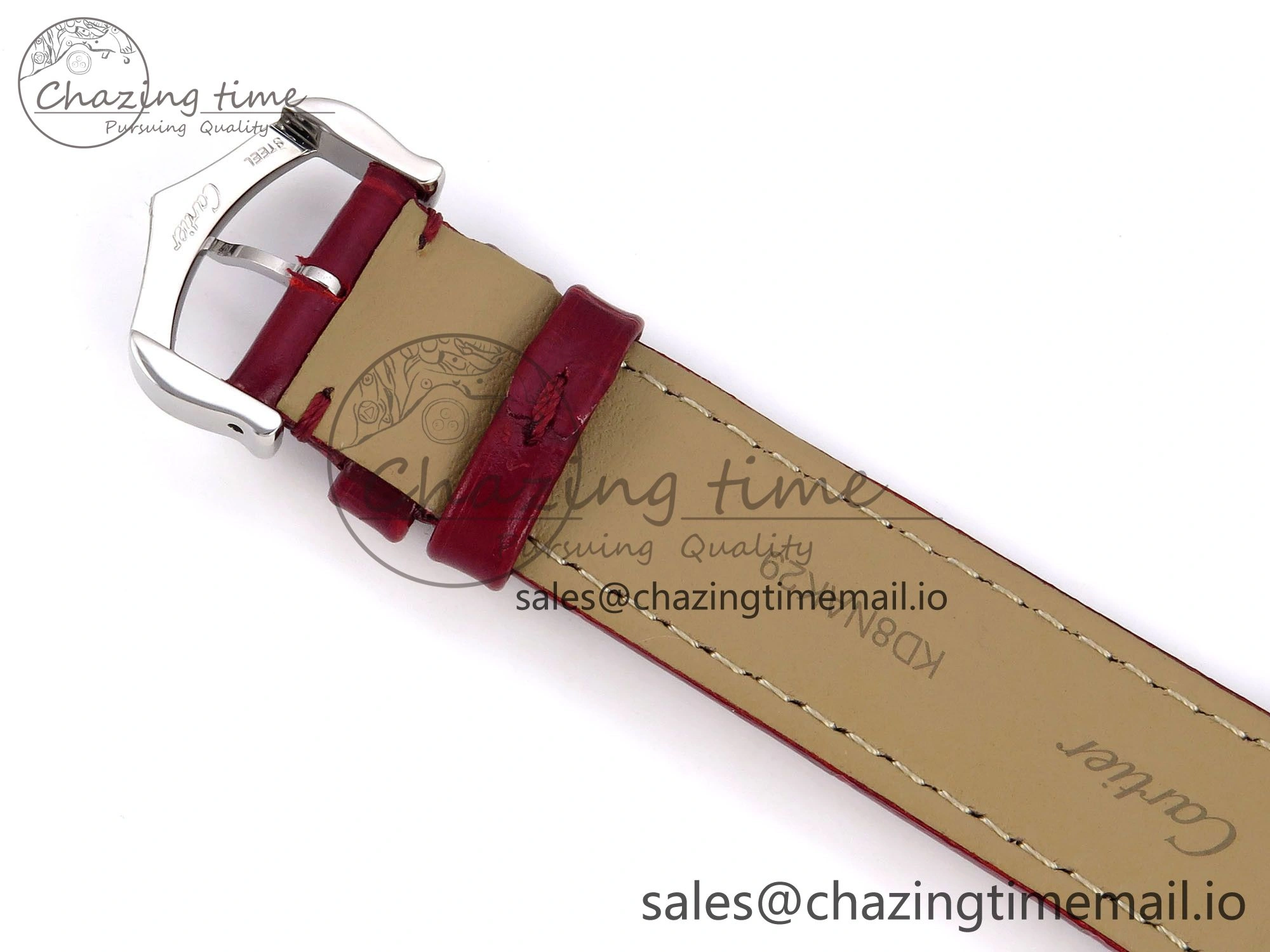Santos Dumont 31.4mm SS RG AF 1:1 Best Edition Silver Dial on Red Croco Strap A157