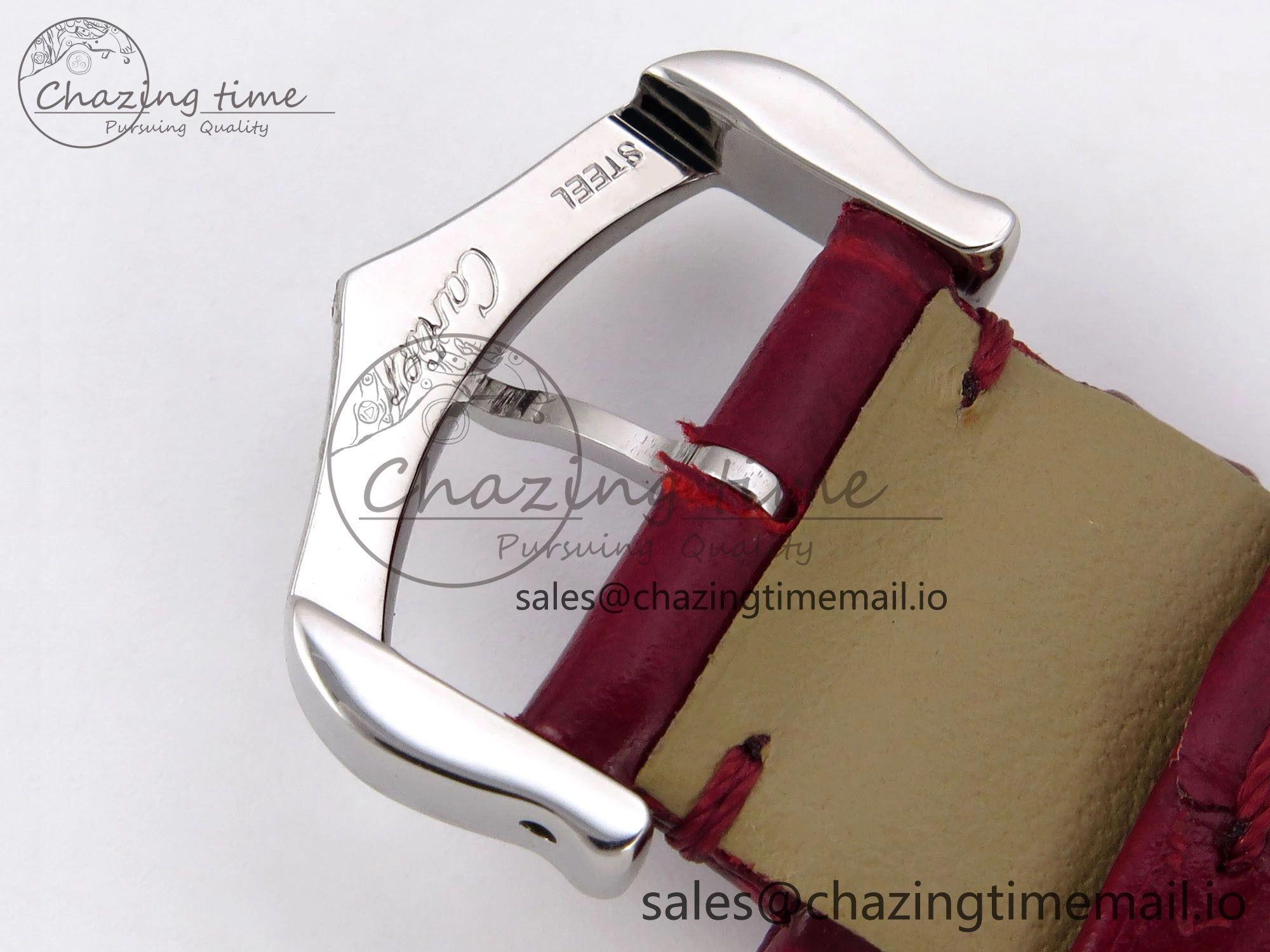 Santos Dumont 31.4mm SS RG AF 1:1 Best Edition Silver Dial on Red Croco Strap A157