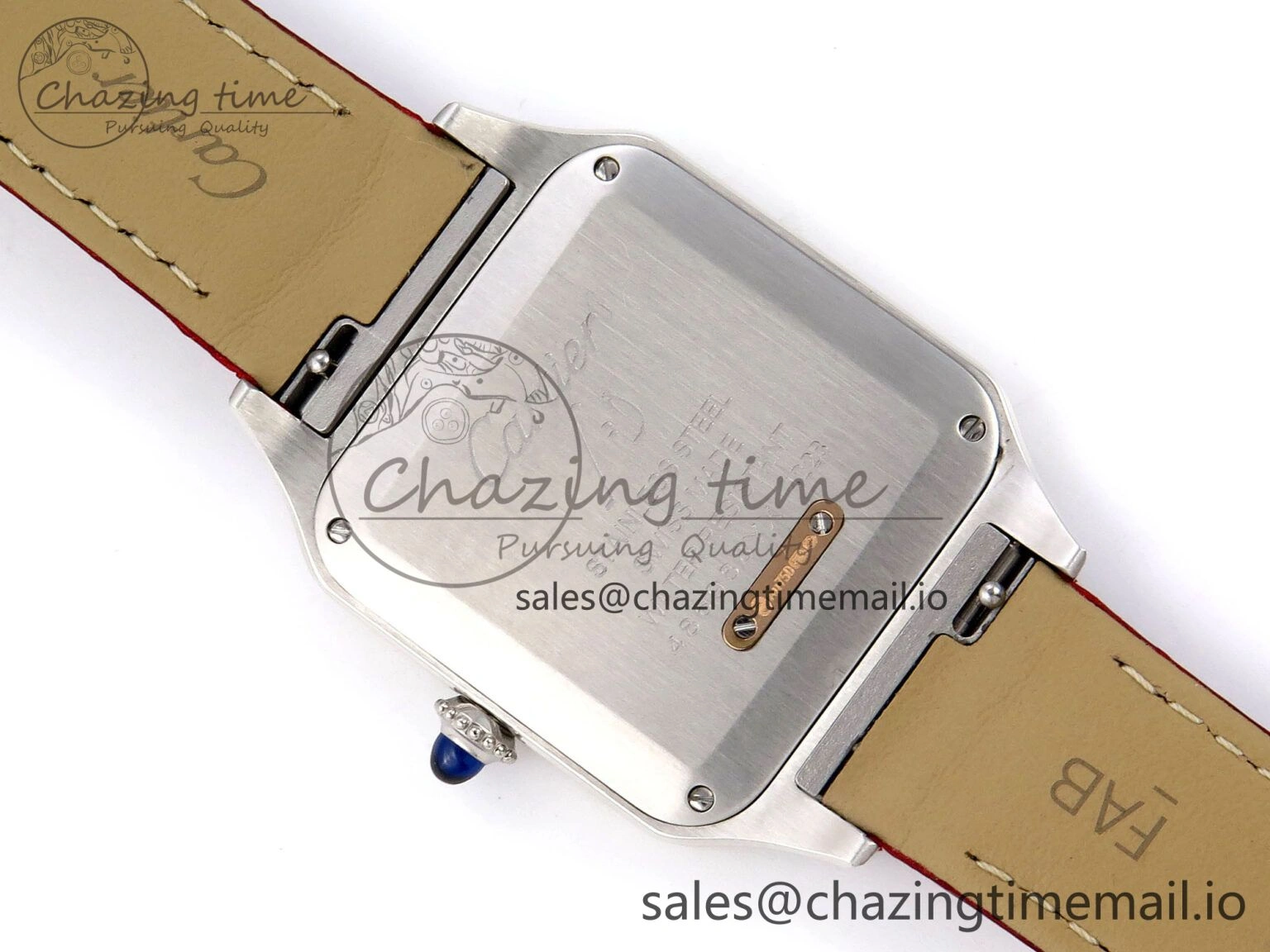 Santos Dumont 31.4mm SS RG AF 1:1 Best Edition Silver Dial on Red Croco Strap A157