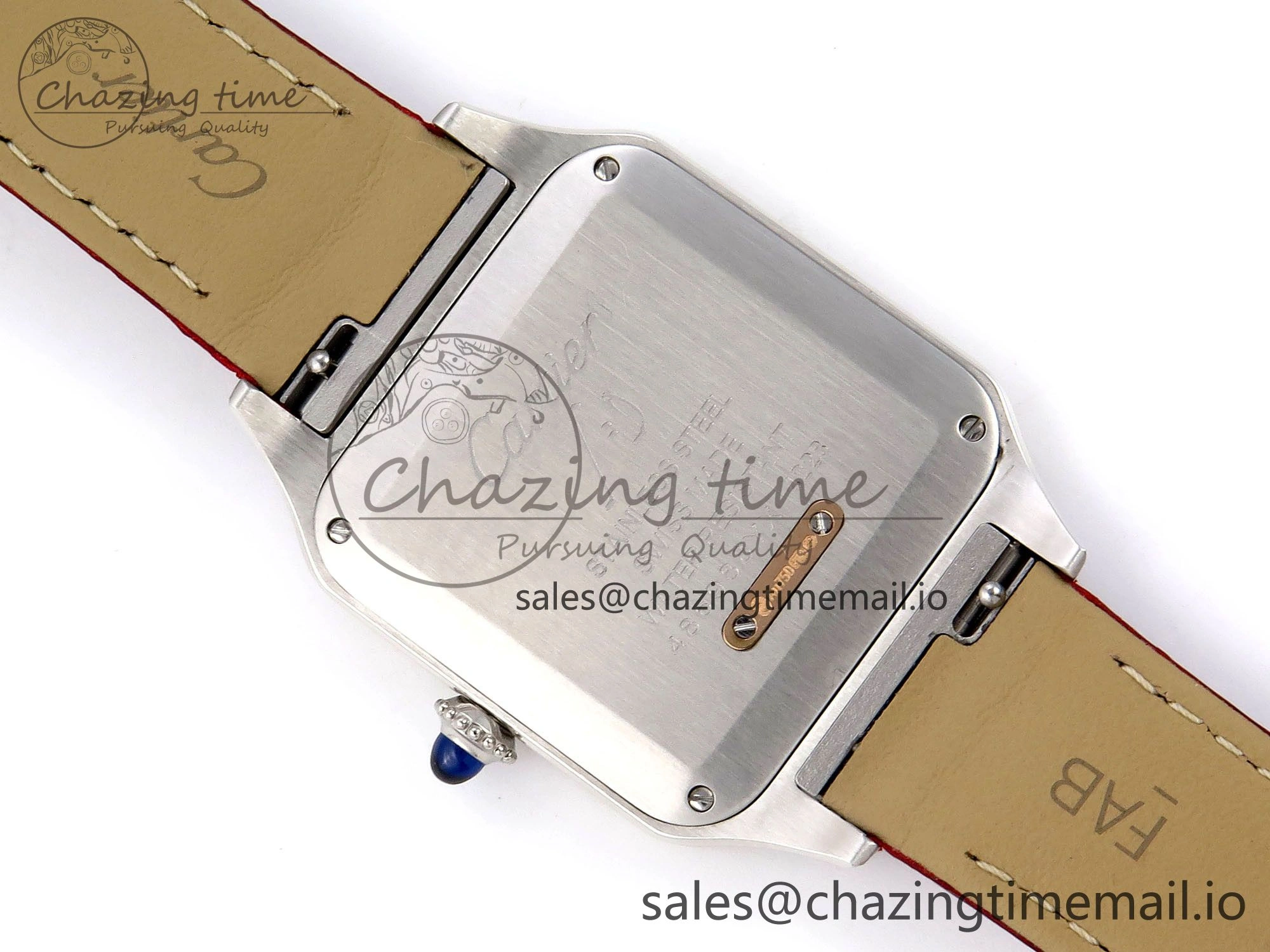 Santos Dumont 31.4mm SS RG AF 1:1 Best Edition Silver Dial on Red Croco Strap A157
