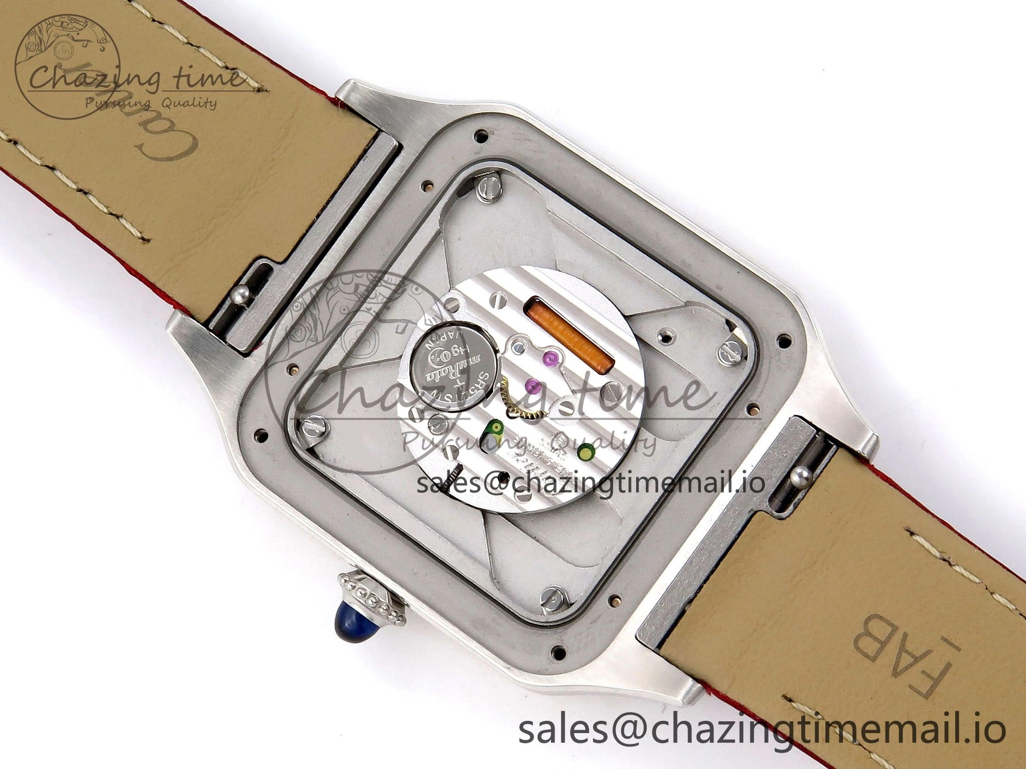 Santos Dumont 31.4mm SS RG AF 1:1 Best Edition Silver Dial on Red Croco Strap A157