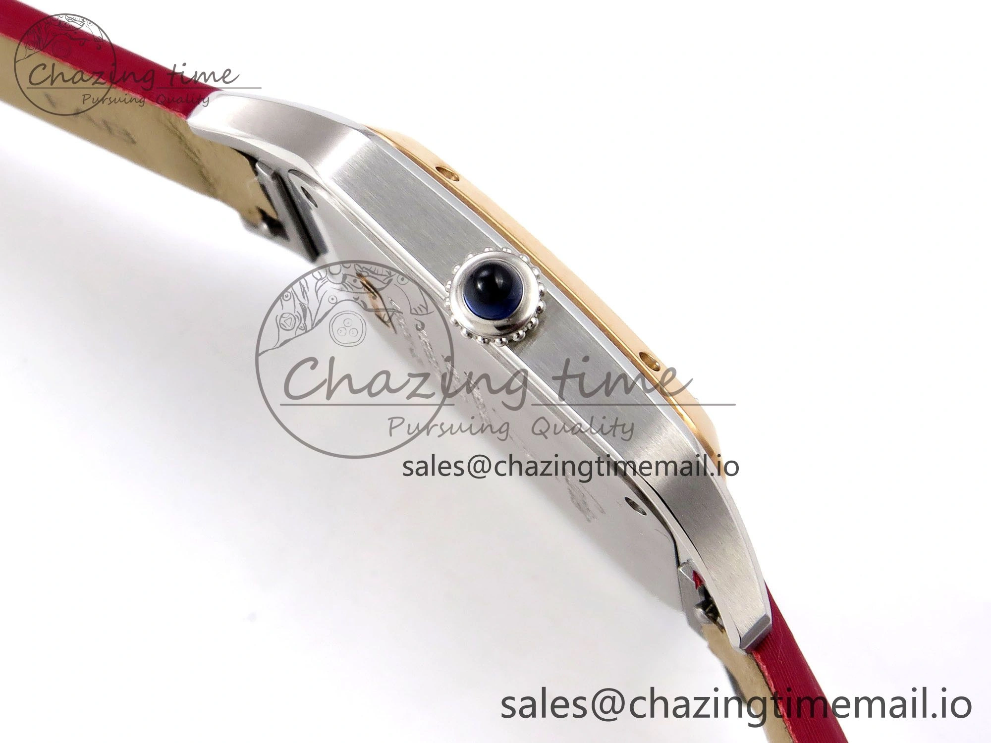 Santos Dumont 31.4mm SS RG AF 1:1 Best Edition Silver Dial on Red Fabric Strap A157