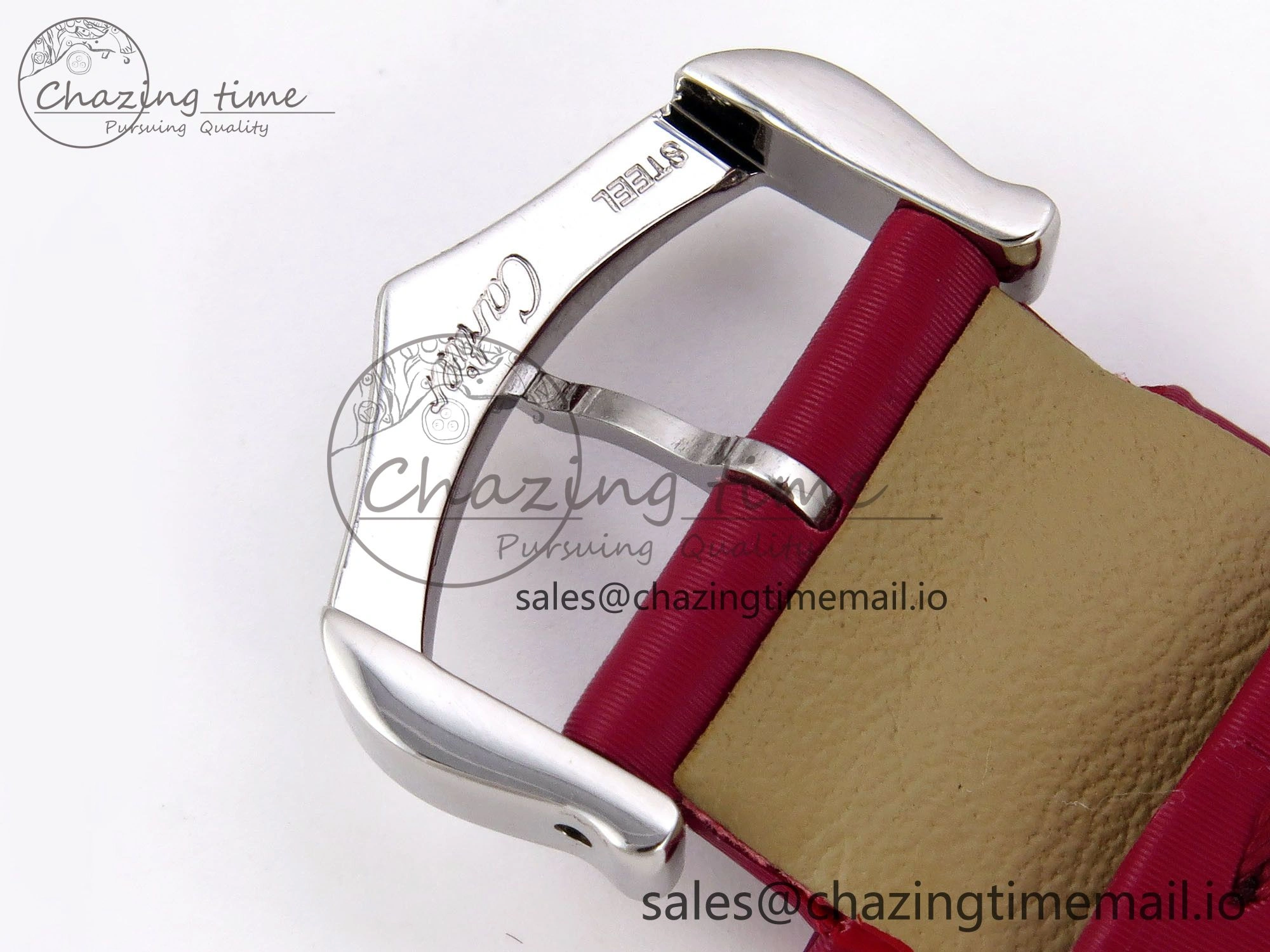 Santos Dumont 31.4mm SS RG AF 1:1 Best Edition Silver Dial on Red Fabric Strap A157