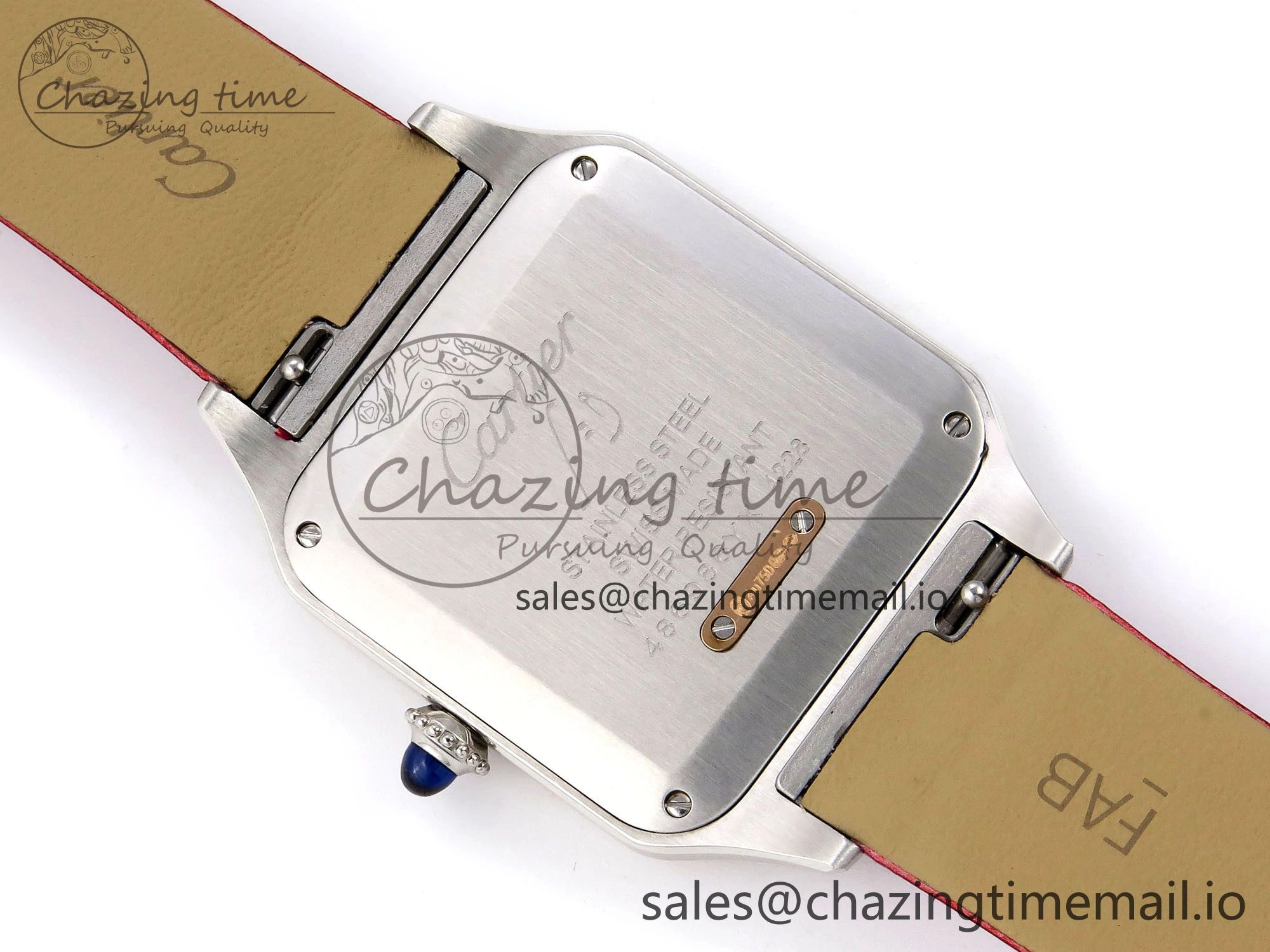 Santos Dumont 31.4mm SS RG AF 1:1 Best Edition Silver Dial on Red Fabric Strap A157