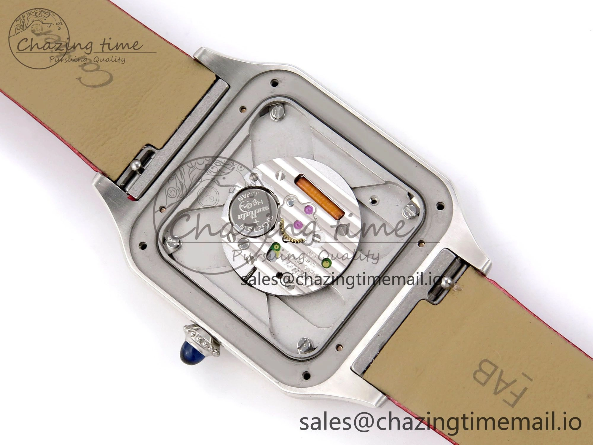 Santos Dumont 31.4mm SS RG AF 1:1 Best Edition Silver Dial on Red Fabric Strap A157