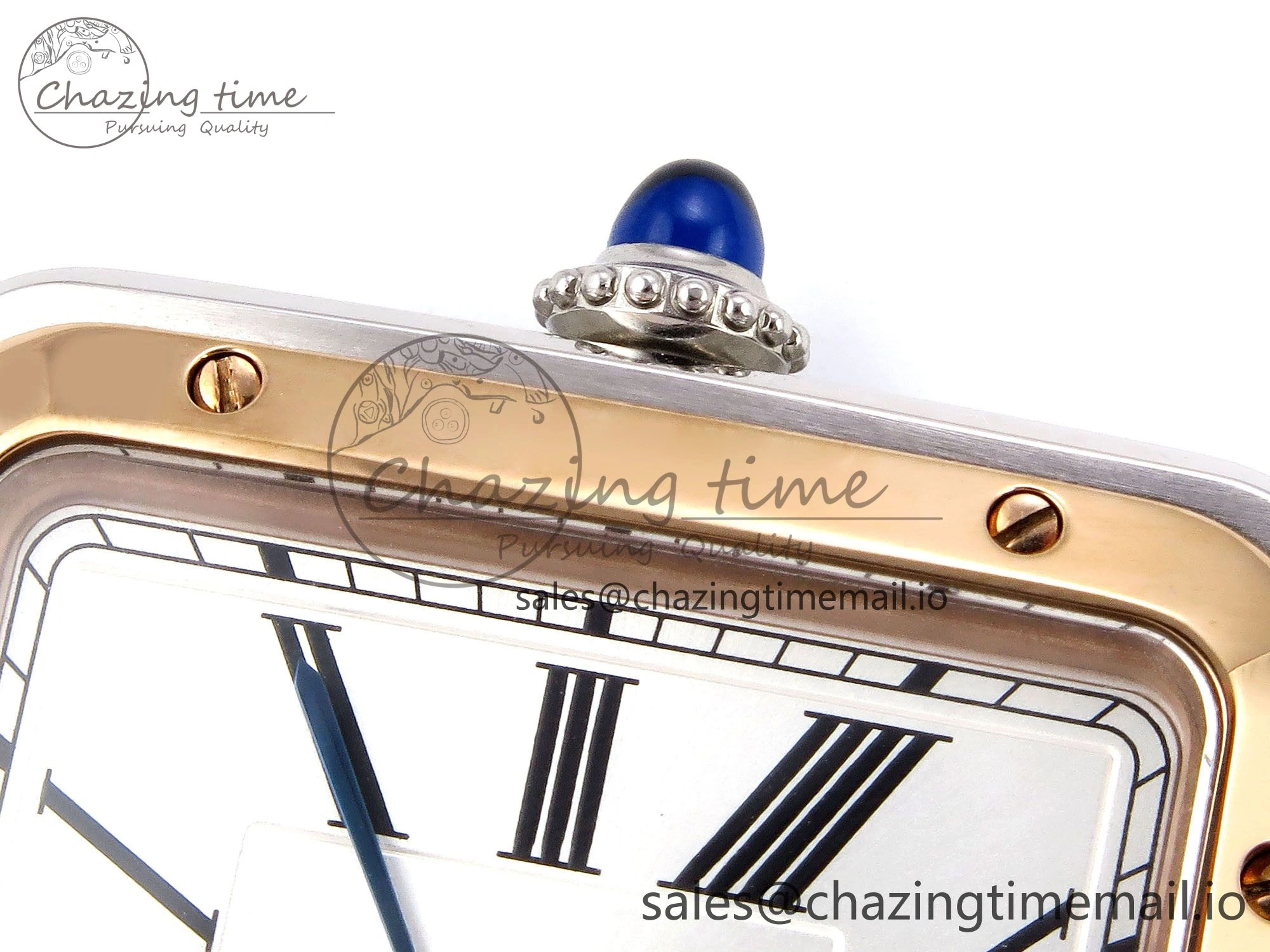Santos Dumont 31.4mm SS RG AF 1:1 Best Edition Silver Dial on Red Leather Strap A157