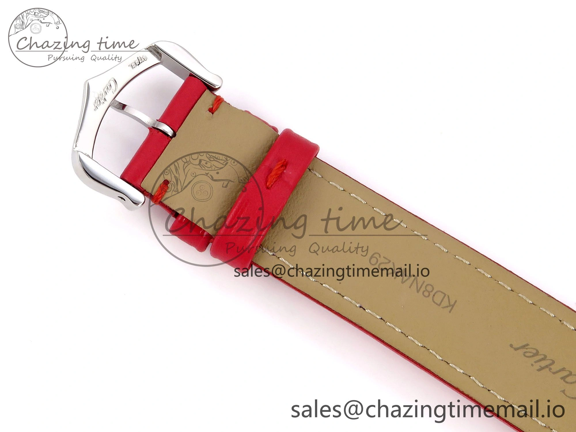 Santos Dumont 31.4mm SS RG AF 1:1 Best Edition Silver Dial on Red Leather Strap A157