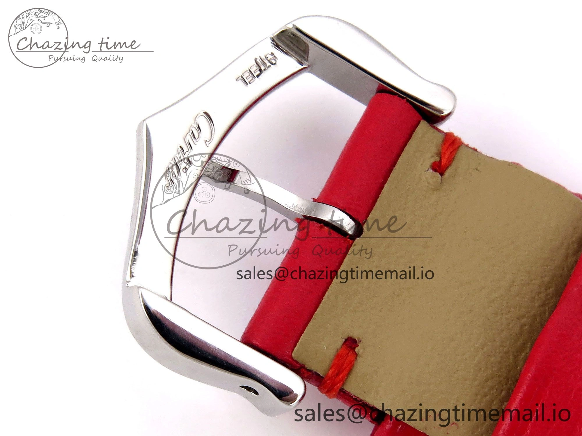 Santos Dumont 31.4mm SS RG AF 1:1 Best Edition Silver Dial on Red Leather Strap A157