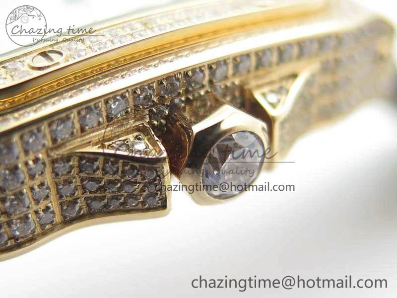 Santos Ladies 33mm RG Full Paved Diam Case V6F 1:1 Best Edition White Dial On Leather Strap SEIKO NH05A