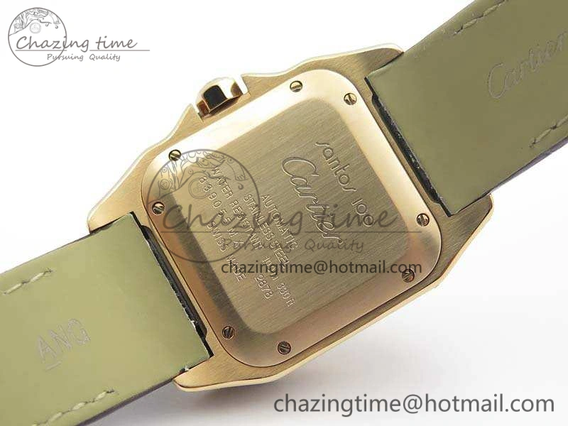 Santos Ladies 33mm RG Full Paved Diam Case V6F 1:1 Best Edition White Dial On Leather Strap SEIKO NH05A
