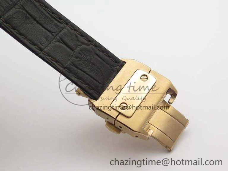 Santos Ladies 33mm RG Full Paved Diam Case V6F 1:1 Best Edition White Dial On Leather Strap SEIKO NH05A