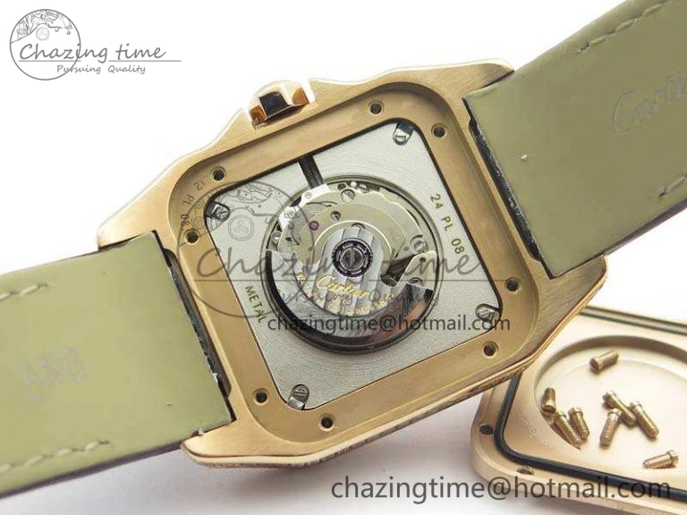 Santos Ladies 33mm RG Full Paved Diam Case V6F 1:1 Best Edition White Dial On Leather Strap SEIKO NH05A