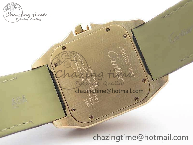 Santos Ladies 38.5mm RG Full Paved Diamonds Case V6F 1:1 Best Edition White Dial On Leather Strap A2824