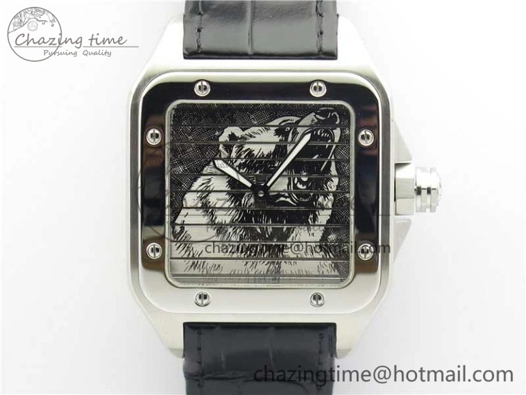 Santos WM505914 45mm SS WWF Maker 3 Dial with Closed Caseback On Black Leather Strap A2824