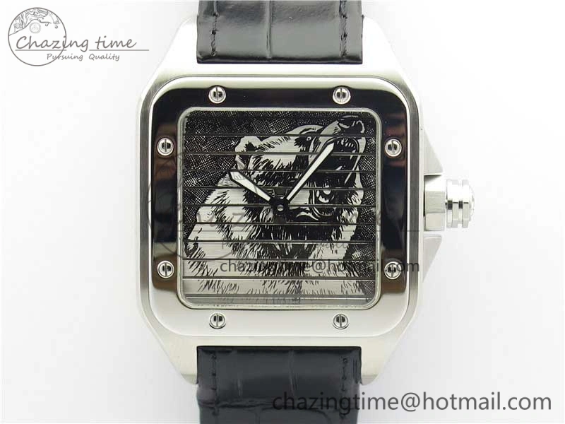 Santos WM505914 45mm SS WWF Maker 3 Dial with Closed Caseback On Black Leather Strap A2824