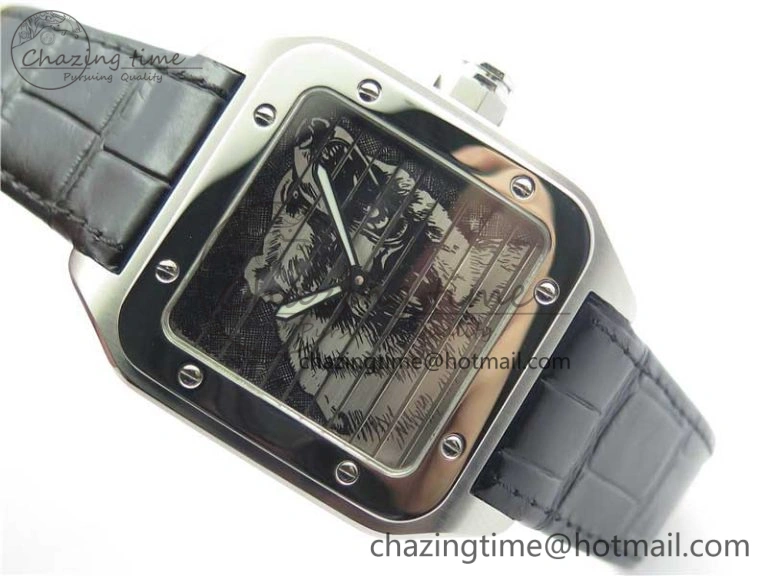 Santos WM505914 45mm SS WWF Maker 3 Dial with Closed Caseback On Black Leather Strap A2824