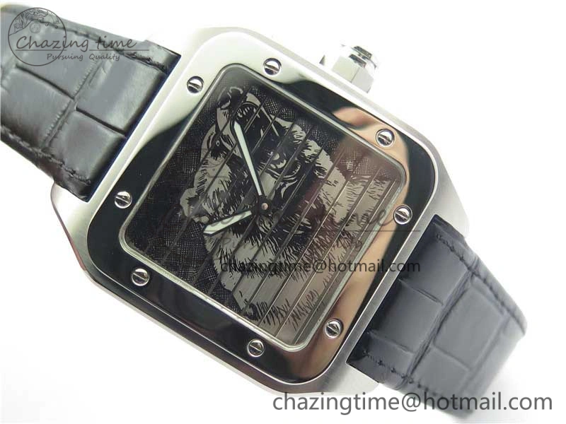 Santos WM505914 45mm SS WWF Maker 3 Dial with Closed Caseback On Black Leather Strap A2824