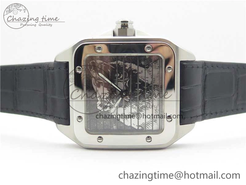 Santos WM505914 45mm SS WWF Maker 3 Dial with Closed Caseback On Black Leather Strap A2824