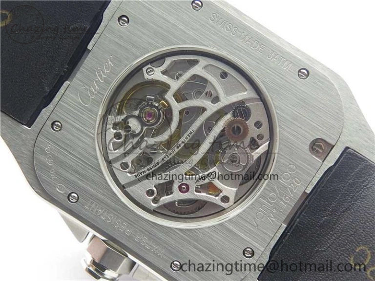 Santos WM505914 45mm SS WWF Maker 3 Dial with Display Caseback On Black Leather Strap A2824