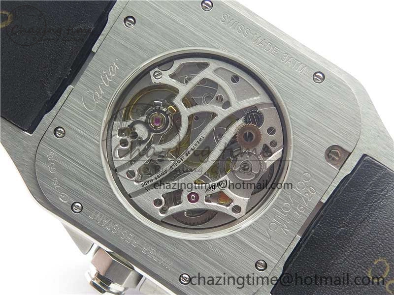 Santos WM505914 45mm SS WWF Maker 3 Dial with Display Caseback On Black Leather Strap A2824