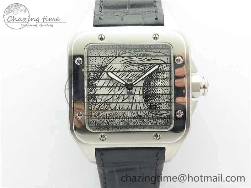 Santos WM505914 45mm SS WWF Maker 3 Dial with Display Caseback On Black Leather Strap A2824