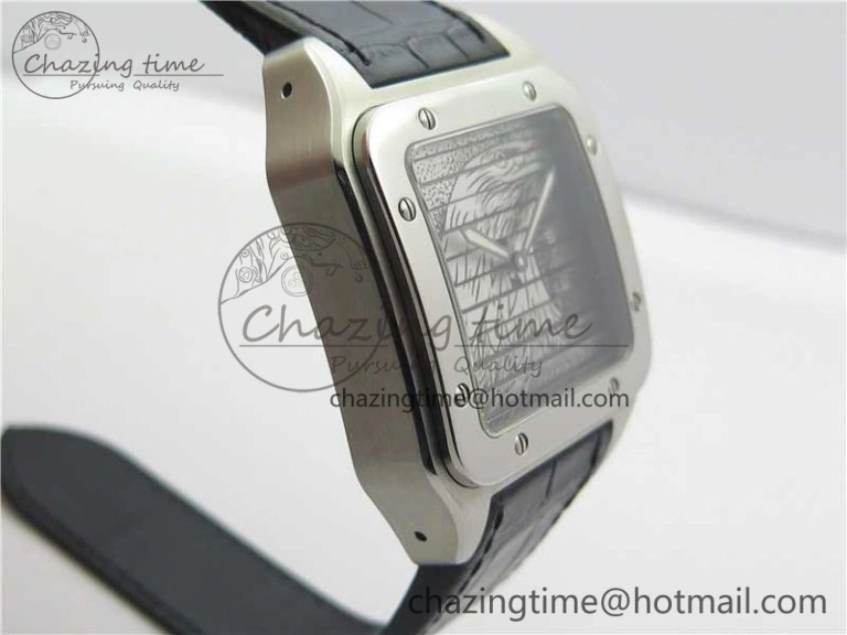 Santos WM505914 45mm SS WWF Maker 3 Dial with Display Caseback On Black Leather Strap A2824