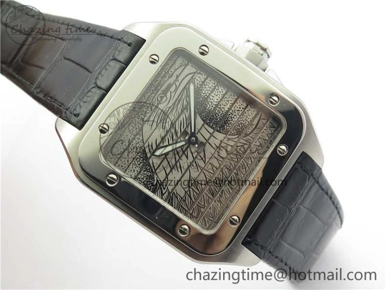 Santos WM505914 45mm SS WWF Maker 3 Dial with Display Caseback On Black Leather Strap A2824