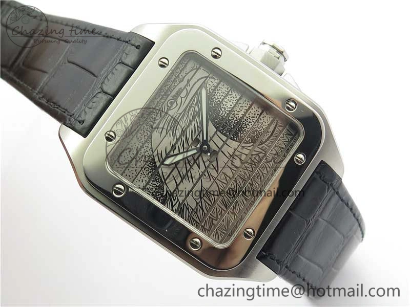 Santos WM505914 45mm SS WWF Maker 3 Dial with Display Caseback On Black Leather Strap A2824