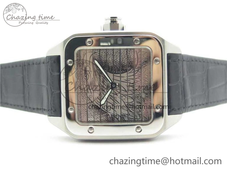 Santos WM505914 45mm SS WWF Maker 3 Dial with Display Caseback On Black Leather Strap A2824