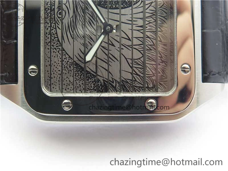 Santos WM505914 45mm SS WWF Maker 3 Dial with Display Caseback On Black Leather Strap A2824