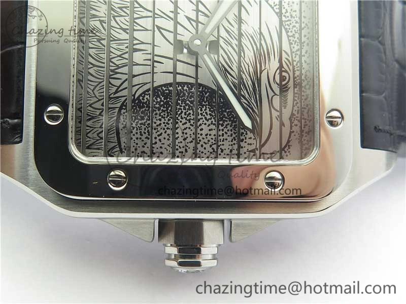 Santos WM505914 45mm SS WWF Maker 3 Dial with Display Caseback On Black Leather Strap A2824