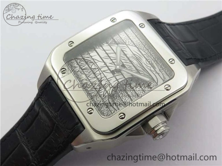Santos WM505914 45mm SS WWF Maker 3 Dial with Display Caseback On Black Leather Strap A2824