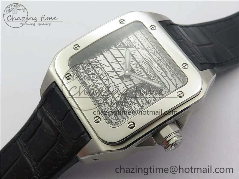 Santos WM505914 45mm SS WWF Maker 3 Dial with Display Caseback On Black Leather Strap A2824