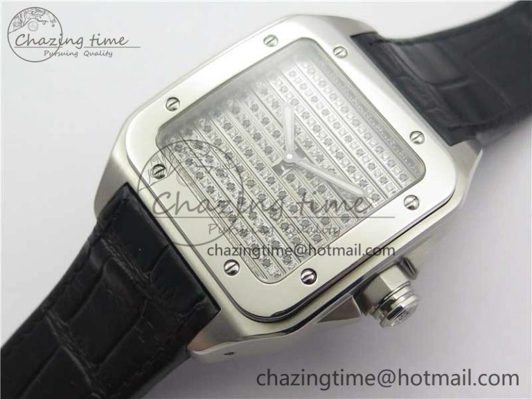 Santos WM505914 45mm SS WWF Maker 3 Dial with Display Caseback On Black Leather Strap A2824