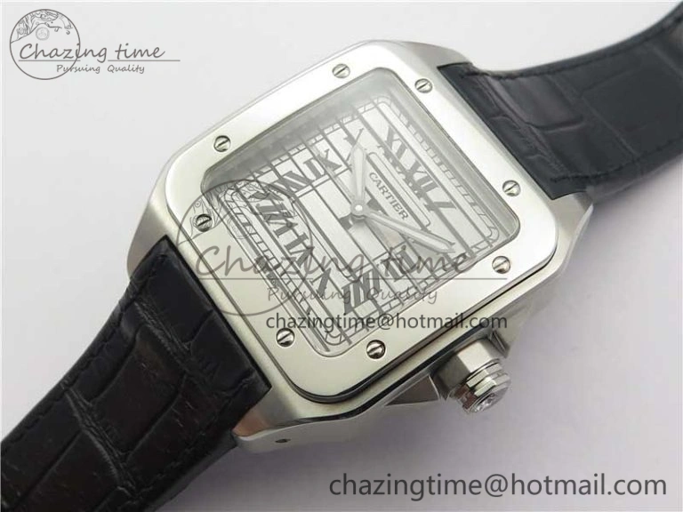 Santos WM505914 45mm SS WWF Maker 3 Dial with Display Caseback On Black Leather Strap A2824
